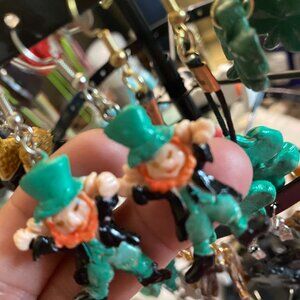 leprechaun handpainted and crafted clay earrings